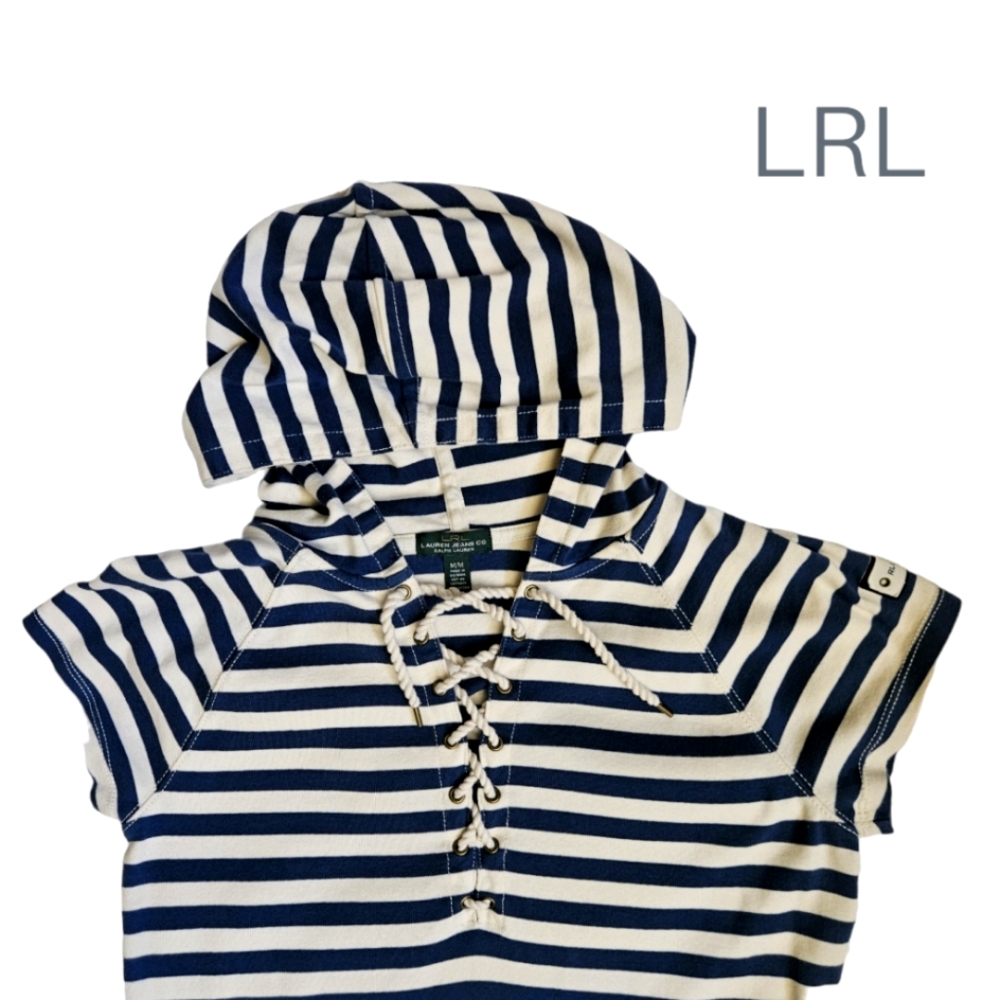 LRL Lauren Jeans Co. Ralph Lauren Nautical Hooded Striped Dress